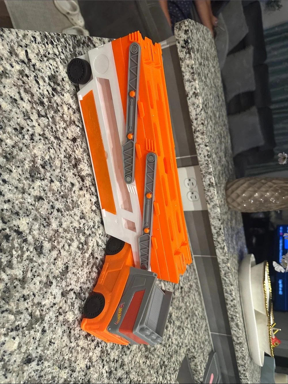 Orange Toy Car Carrier Truck Playset with 4 Mini Cars